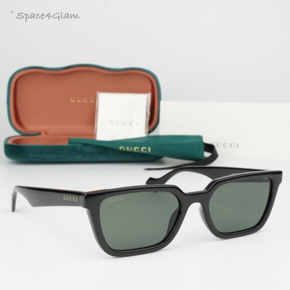 BRAND NEW Gucci GG1539S 001 Black Grey Unisex Rectangle Sunglasses GG 1539S - Picture 1 of 10